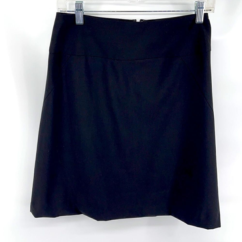 Banana Republic black wool A-line career professional skirt stretch wool lined 2